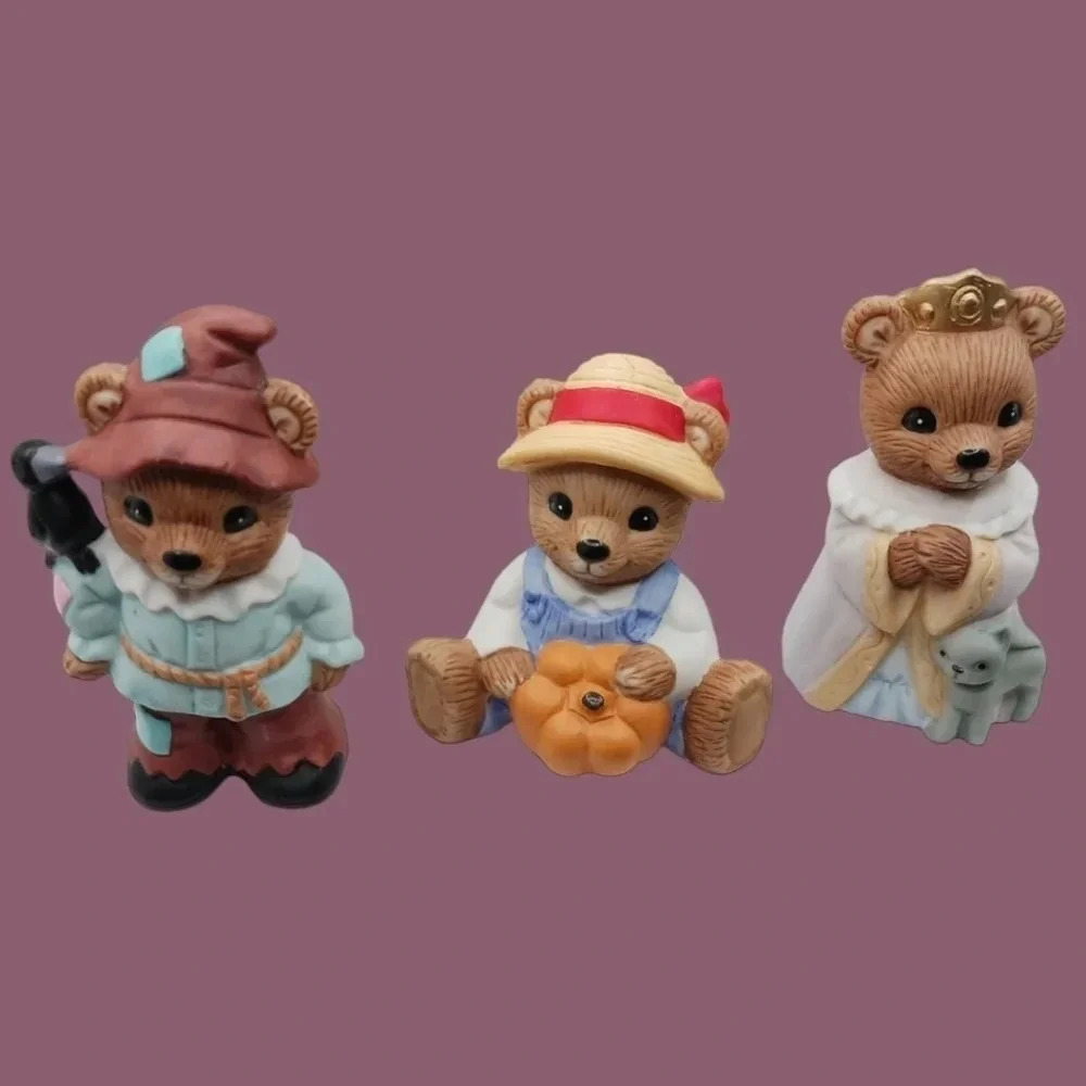 Vtg homco ceramic holloween family bears figurines set of 3